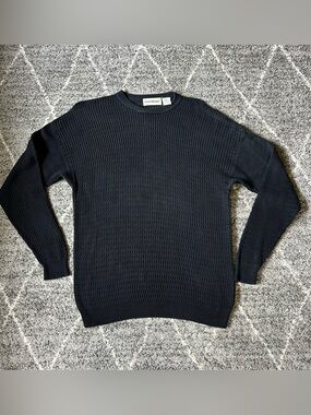 Vintage Barry Bricken Black Men’s Silk Crewneck Sweater Modern L/XL Slim